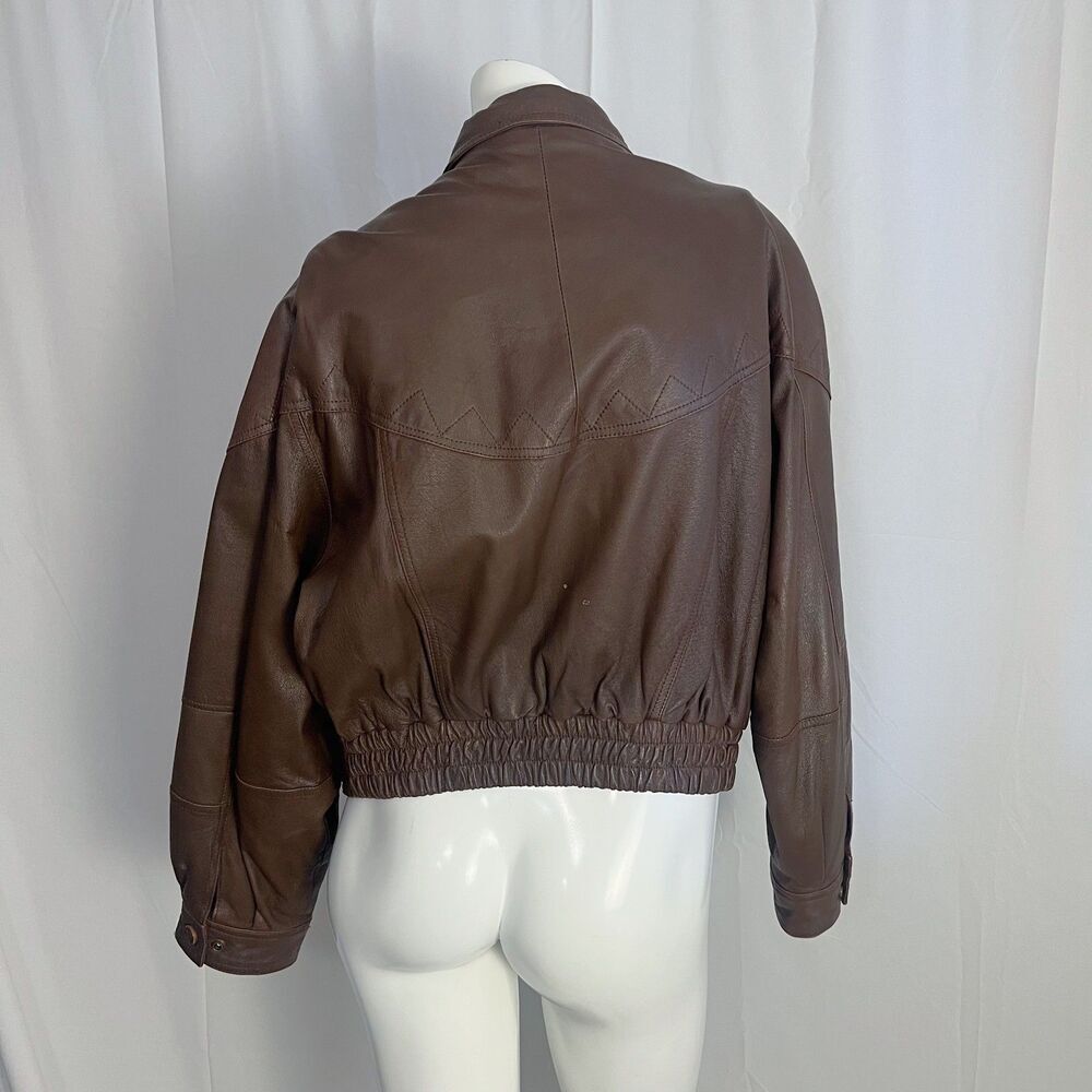 Vintage Adventure Bound by Wilson't Brown Leather Bomber Jacket Size L - Picture 4 of 8